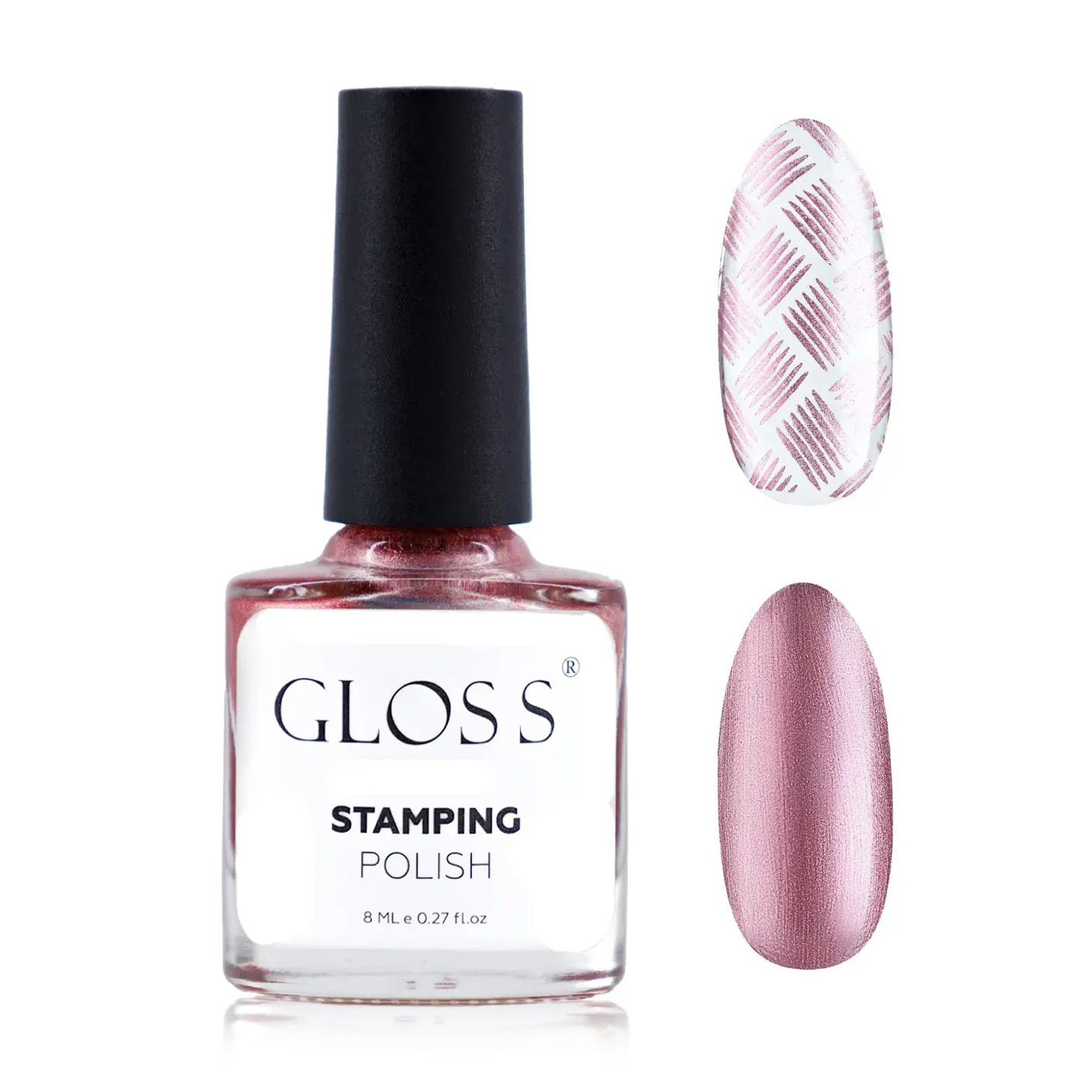 Лак для стемпінгу Gloss Stamping Polish 16 Рожевий перламутровий, 8 мл